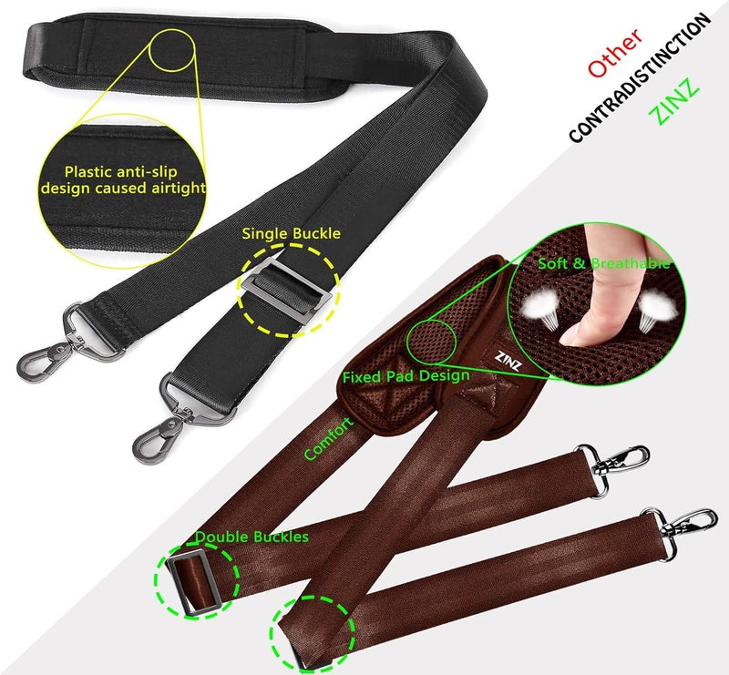 ZINZ Shoulder Strap 58" Ultra-Thick Fixed Padded and Adjustable Buckles Crossbody Strap for Briefcase Laptop Bag Luggage - Image 4